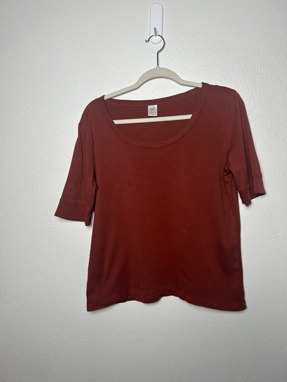 Peruvian Connection Pima Cotton Short Sleeve Burnt Orange T-Shirt Size Large